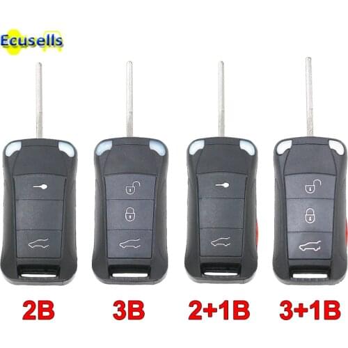 2/3/4 Button flip Remote Key shell fob case for Porsche Cayenne 2004 2005 2006 2007 2008 2009 2010 2011 Uncut HAA/HU66 blade