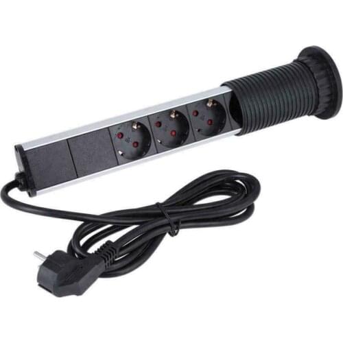 4-way Retractable Table Socket Strip with Dual USB Charger Countertops Worktop Electrical Socket Home Kitchen Bathroom Charger