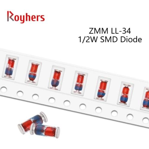 50Pcs 0.5W SMD Zener Diode ZMM5V6 ZMM6V2 ZMM6V8 ZMM7V5 ZMM8V2 ZMM2V0 2.2V 2.4V 2.7V 3V 3.3V 3.6V 3.9V 4.3V 4.7V 5.1V LL-34 ZMM