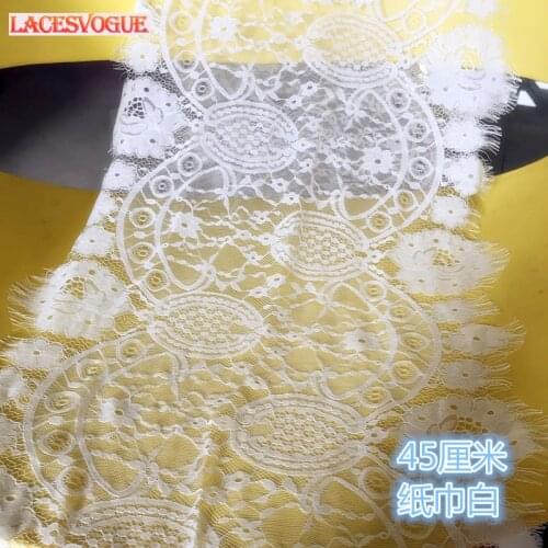6meters 45cm Eyelash Lace trim White Black embroidered Lace fabric Sewing Lace underwear Lace ribbon for needlework LAVO276