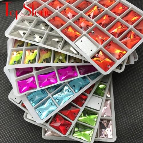 8x10mm 10x14mm 13x18mm Rectangle Shape Glass Crystal Sew On stone Flatback 2 holes Sewing Crystal rhinestones