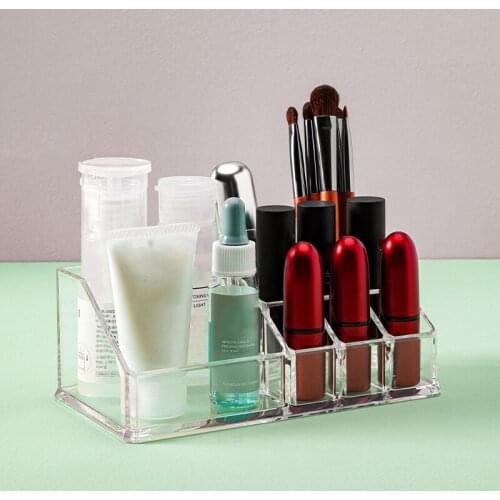 9 Grids Acrylic Desktop Lipstick Display Storage Box Transparent Makeup Organizer Holder Cosmetic Nail Polish Storage Rack
