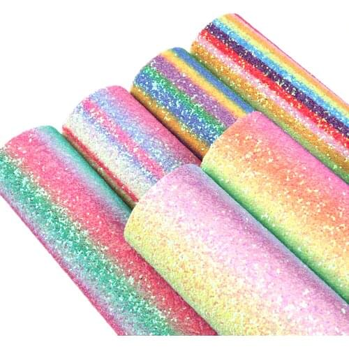 David accessories 20*33cm Rainbow Iridescence Chunky Glitter Faux Synthetic Leather Fabric,DIY HairBow Bag Accessories,1Yc6069