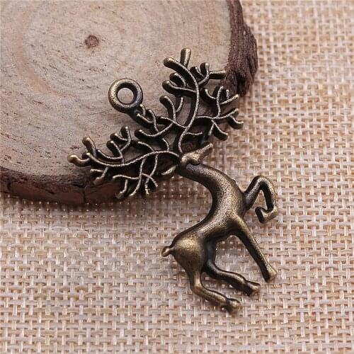 Free shipping 11pcs 41x29mm antique bronze elk charms diy retro jewelry fit Earring keychain hair card pendant accessories