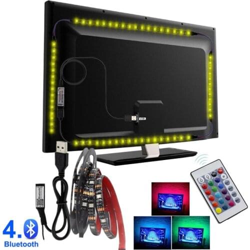 Bluetooth USB LED Strip Light 5050 SMD DC 5V USB RGB Lights Flexible LED Lamp Tape Ribbon RGB TV Desktop Diode Tape Adapter