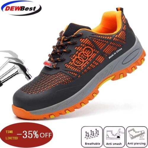 New fashion men big size breathable steel toe cap working safety shoes lace-up anti-puncture security protection boots platform4