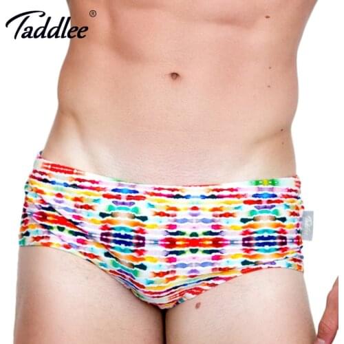 Taddlee Brand Men Swimwear Sexy Swim Bikini Brief Shorts 3D Printed Swimming Boxers Beach Board Surfing Shorts Gay Low Waist New
