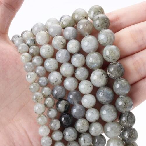 Natural Stone Beads Labradorite Round Loose Bead for Jewelry Making DIY Charm Bracelet Necklace Accessories 4/6/8/10/12mm 15