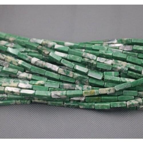 4x14mm Cingesto Natural Green Jaspers GemsStone Beads for Jewelry Making, 2Strands Women Fashion Necklace DIY Making Accessories