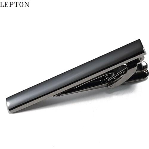 Lepton Men Bussiness Copper Necktie Tie Clips Top Quality Black Skinny Glossy Clasp Tie Bar Clasp Clip Clamp Pin for Mens Gift