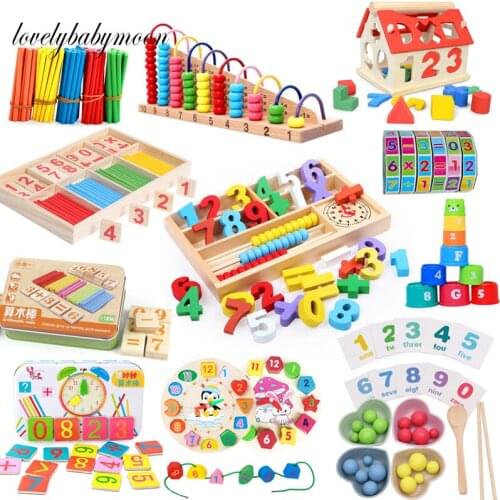 Baby Early Education Toys Montessori Box Digital Clock Math Toy Number digital Counting Wood Stick Kids Toy Gifts Dropshipping