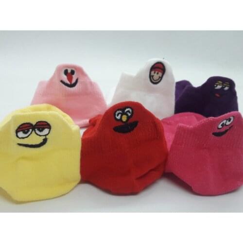 Child Joyous Embroidered Embroidered The Emojil Seamless Short Booties socks 6 Double Cotton booties Socks red 6'lı Comics