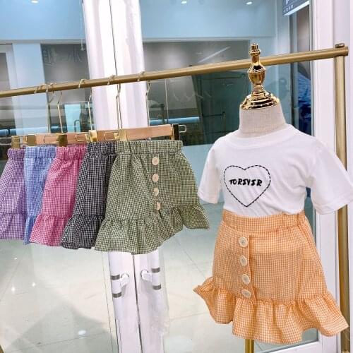 Kids Skirts Fashion Korean Plaid Skirt for Girl Elastic Waist Spring Summer Princess Skirts 2 3 4 5 6 Years Toddler Girls Skirt