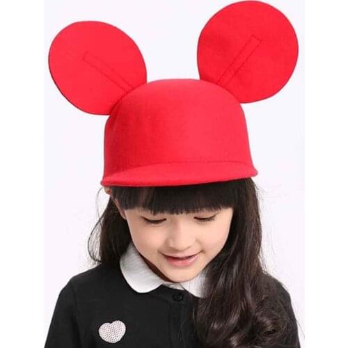 Fashion Parent-Child Mouse Ears Wool Fedoras Children Animal Flat Brim Felt Hats Beach Women Men Baby Boy Girl Hat Kids Hip Hop