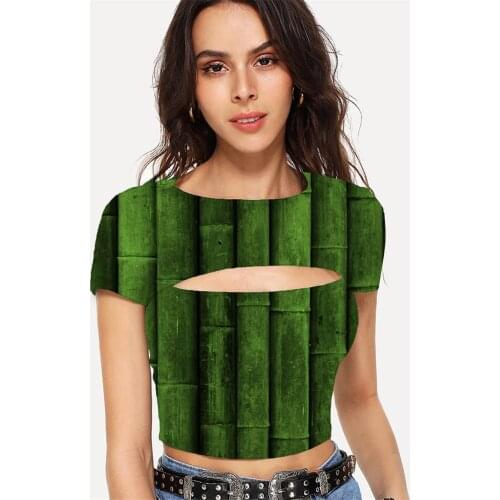 Somepet Bamboo T shirt Women Green Shirt Print Abstract T-shirts 3d Psychedelic Tshirts Casual Short Sleeve Punk Rock Short Slim