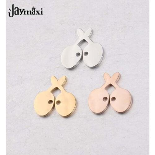 Jaymaxi Fruit Cherry Charm Stainless Steel Mirror Polished DIY Jewelry Findings for Bracelet Making 14* 14mm 20Piece/lot