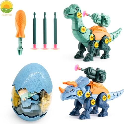 Boy Dinosaurs Eggs Constructor Drill Tool Montessori Screw Assembly Puzzles Game kit Educational Toy For Children Gifts