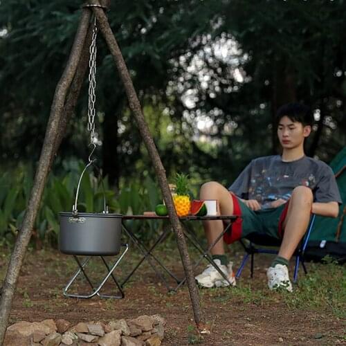 Stainless Steel Outdoor Multifunctional Convenient Tool Ring Portable Camping Tripod Hanging Pot Bracket Barbecue Rack Hanger