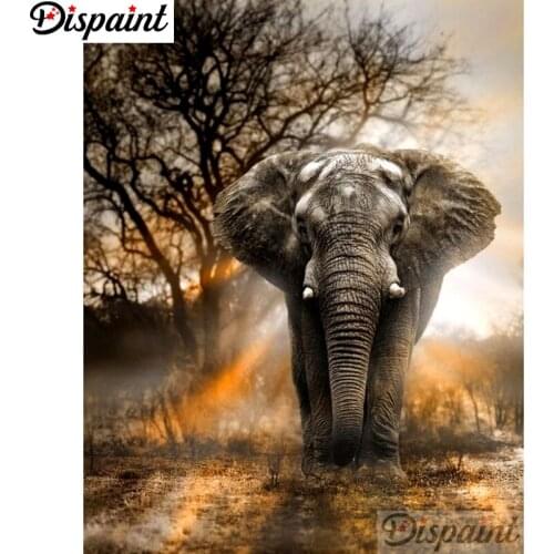 Dispaint Full Square/Round Drill 5D DIY Diamond Painting "Animal elephant" Embroidery Cross Stitch 3D Home Decor A11678