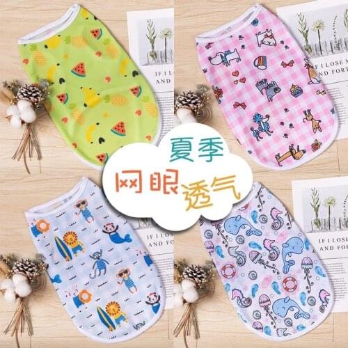 New cheap clothes dogs clothes Spring/Summer puppy fighting Teddy fur cat clothes pet clothing supplies mesh strap heart