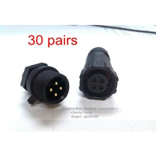 Wholesale 4 pin Waterproof connector IP68 waterproof rating panel type adapter, 30 pairs/lot DHL Free Shipping