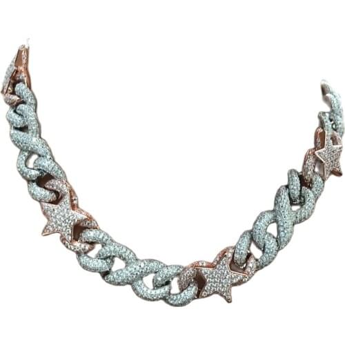 Zircon 18k Gold Plated Necklace Two Tone Top Quality Micro Pave Jewelry,Hip Hop Star design men/women choker