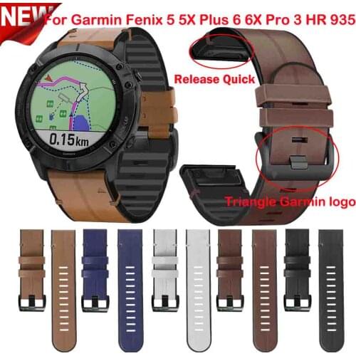 For Garmin Fenix 6 6X Pro/5 5X 3/3HR 5Plus Wrist Quick Fit 26 22mm Silicone+Leather WatchBand Forerunner 935/945 Bracelet Correa