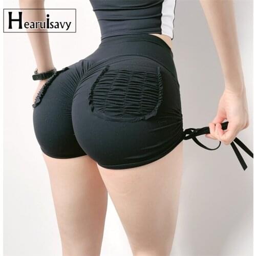 Fitness Workout Drawstring Sport Shorts Womens With Pocket Elastic High Waisted Yoga Pants Push Up Booty Jogger Biker Shorts