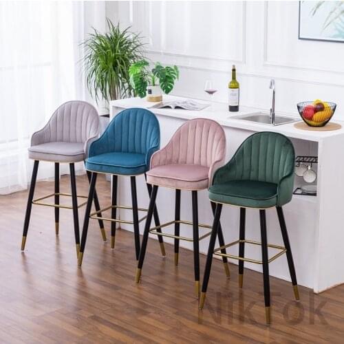Nordic Bar Stools Restaurant Furniture Luxury Modern Minimalist Front Desk Island Wrought Iron Bar High Stools Home Back Chair L