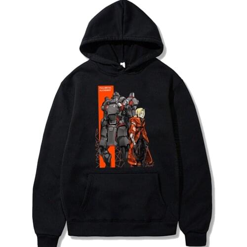 Harajuku Fullmetal Unisex Hoodies Japanese Anime Printing Mens Hoodie Sweatshirt Daily Casual Streetwears