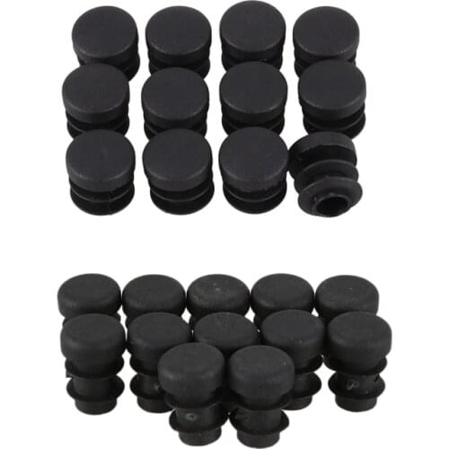 12 PCS Chair Table Legs Plug 14mm Diameter Round Plastic & 12 Pcs Plastic 12mm Pipe End Blanking Caps Round Black