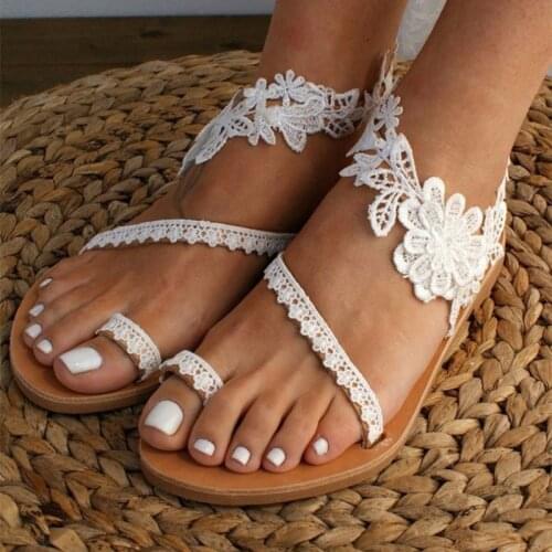 2021 New Summer Ladies Sandals Bohemian Flower Slippers Casual Flat Roman Sandals