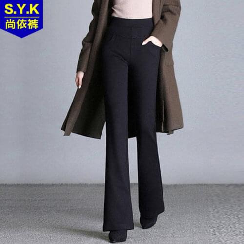 Women Pants Winter Bell-Bottom Pants Casual Pants High Waist Elastic Plus Size Black Pants Straight Pants Pantalones De Mujer