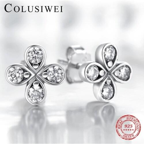 Colusiwei New Arrival 925 Sterling Silver Vintage Clover Flower Stud Earrings For Women European Fashion Luxury Brand Jewelry