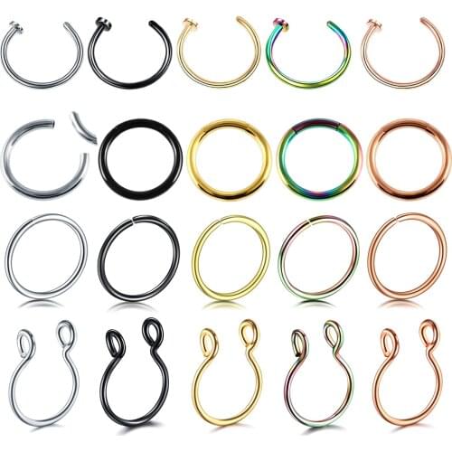 1PC Steel Segment Ring Fake Nose Ring Hoop Septum Rings Ear Piercings Fake Oreja Piercing Ear Cartilage Tragus Sexy Body Jewelry