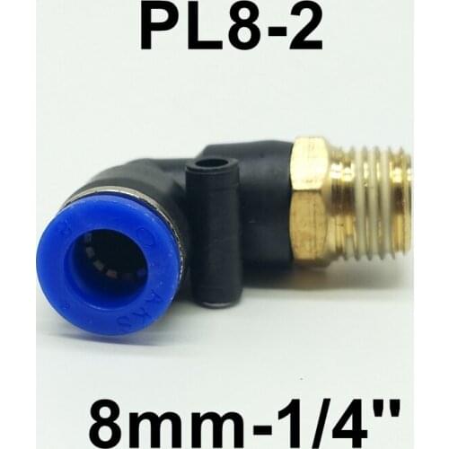 10pcs Pneumatic Fittings Elbow Quick Push in Connector 8mm Hose 1/4'' Thread L Shape Pneumatic Air Fiittings PL8-2