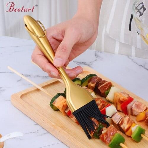 2 Pcs BBQ Oil Brush Stainless Steel Bread Oil Cream Cooking Basting Brush Home Kitchen Barbecue brush