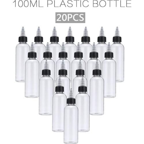 20pcs 100ml Empty Plastic Squeeze Glue Liquid Bottle w/ Twist Top Cap Leak Proof Dispense Refillable Container