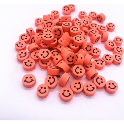 30pcs 10mm Orange Smiley Beads Polymer Clay Spacer Loose Beads For Jewelry Making DIY Handmade Jewelry Crafts#06