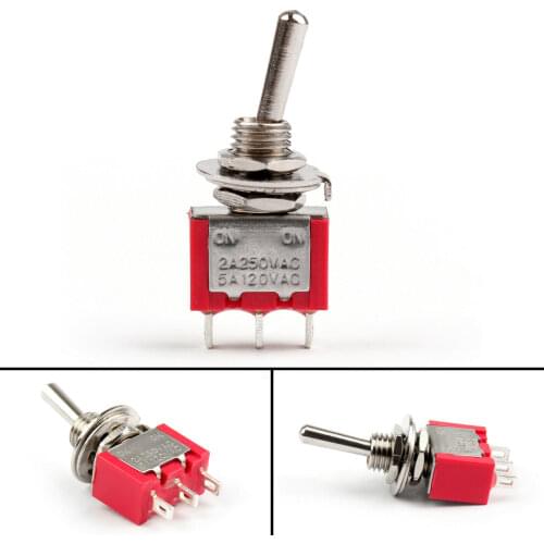 5pcs Red Mini MTS-102 3-Pin SPDT ON-ON 5A 120VAC Miniature Toggle Switches