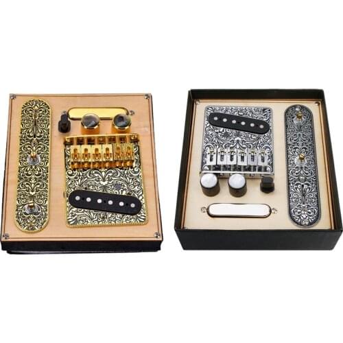 6 Strings Saddle Bridge Plate, 3 Way Switch Control Plate, Neck Pickup Set for Fender TL Telecaster Electric Guitars Replacement