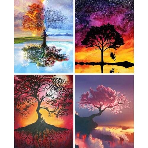 5D Diy Diamond Painting Four Season Tree Cross Stitch Kit Full Drill Embroidery Mosaic Art Picture of Rhinestones Decor Gift