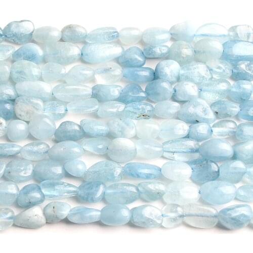6-8mm Irregular Natural Aquamarina Stone Beads Loose Spacer Beads for Jewellery Making Bracelet Necklace 15 Inch