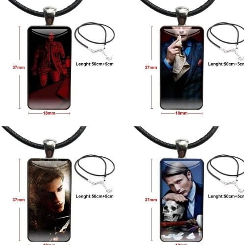 Hannibal For Women Party Gift Fashion Glass Cabochon Pendant Rectangle Necklace Choker Necklace Jewelry Famous