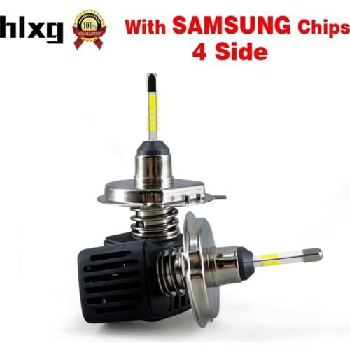 HLXG 2pcs 360 Degree H4 LED Auto Headlight Conversion Bulb Kit With SAMSUNG Chip Hi Low Beam Driving Light Lamp 4 sides 10000 lm