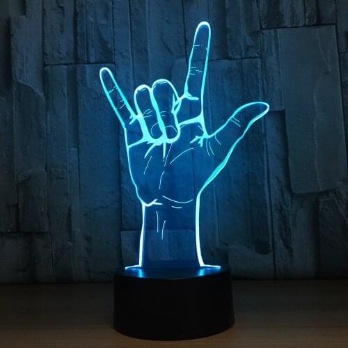 I Love You Sign Languag 3D Night Light Instruments Lamp 7 Colors LED USB 3D Bedside Lamp Home Decor For Kids Toy Gift