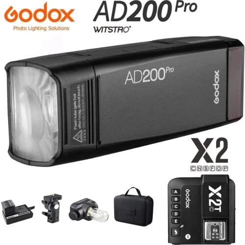 Godox AD200Pro + Godox X2T Trigger Transmitter TTL Pocket Camera Flash LED Light for Canon Nikon DSLR photo studio Accessories
