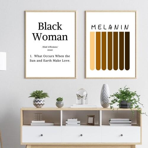 Canvas Painting Black Woman Definition Quote Posters Prints Bedroom Melanin Drip Wall Art Black White Home Decor No Frame
