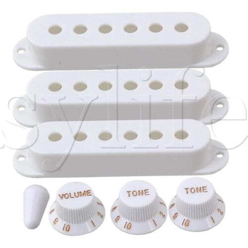 White Guitar Parts Set Switch tip Single coil Pickup Cover 1 volume 2 Tone Knobs