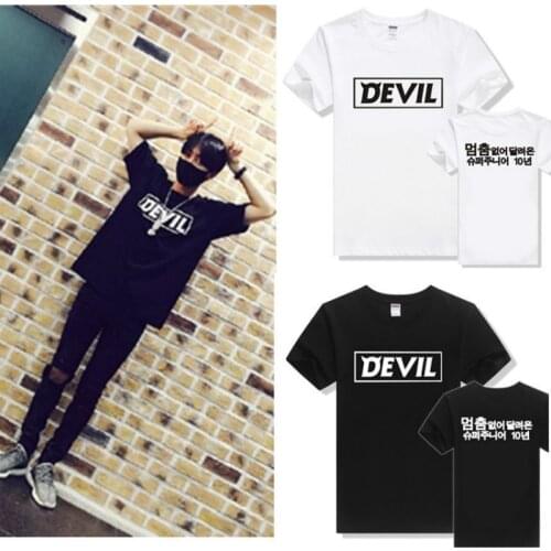 Kpop Sj Hot Sale Time-limited Unicorn Tumblr Super Junior Devil Album Cotton T Shirt Loose Summer Short Sleeves Tee Camiseta